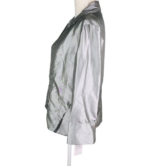 Vintage Piano Blouse Large Silver Zip Up Beaded Top New - Picture 9 of 10